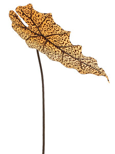 20" Leopard Print Alocasia Leaf Spray Yellow Brown (pack of 12)