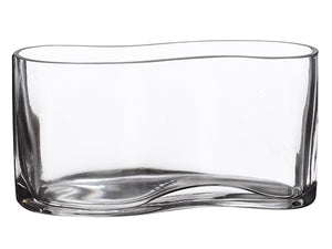 4"Hx3"Wx8"L Flat Oval Glass Vase  (pack of 1)