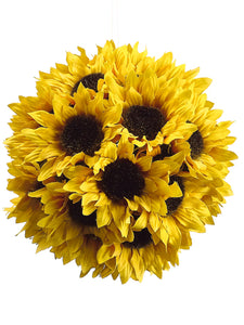 7" Sunflower Ball with Hanger  Yellow (pack of 12)