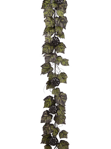 6' Pumpkin/Maple Garland  Green Black (pack of 2)