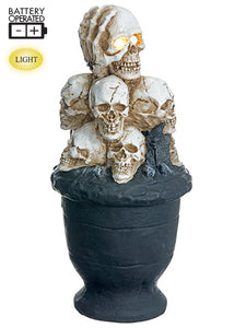 10.5" Battery Operated Stacking Skull Pot With Light Cream Black (pack of 1)