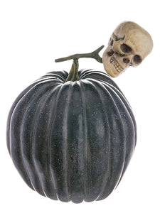 12"Hx9.5"D Weighted Pumpkin w/Skull Black (pack of 4)