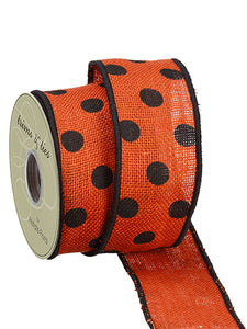 2.5"Wx10yd Polka Dot Ribbon  Orange Black (pack of 6)