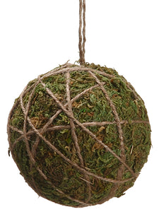 4" Moss Ball Ornament  Green (pack of 12)
