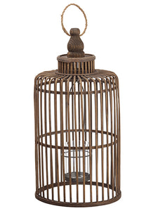 21.5"Hx10.75"D Hanging Lantern With Glass Candleholder Brown Gray (pack of 2)