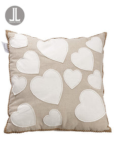 15.5"Wx15.5"L Heart Pillow  Cream Beige (pack of 6)