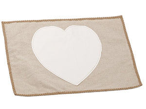 14"Wx19"L Heart Placemat  Cream Beige (pack of 6)