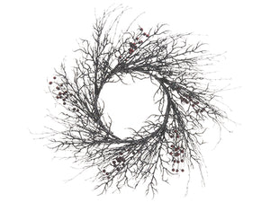 24" Berry/Twig Wreath  Red Black (pack of 2)