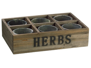 3.5"Hx9"Wx13.7"L Clay Pot x6 in Wood Crate Gray (pack of 2)