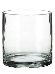 8"Hx8"D Glass Vase  Clear (pack of 2)