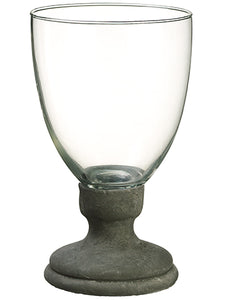11.5"Hx6.75"D Glass Vase w/Cement Base Clear Gray (pack of 4)