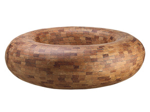 27"Dx9"H Wood-Look Mosaic Bowl Brown (pack of 1)