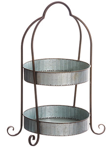24.5" 2-Tier Tray Stand  Gray Rust (pack of 1)