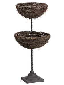 32" Double Twig Basket on Stand Brown (pack of 2)
