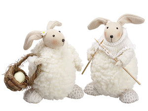 4.75" Knitting Mr. & Mrs. Bunny (2 Each/set) Cream Beige (pack of 3)