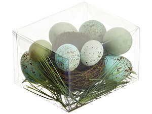 4"Hx5.5"Wx6.5"L Egg/Bird's Nest Assortment in acetate Box Blue Aqua (pack of 6)