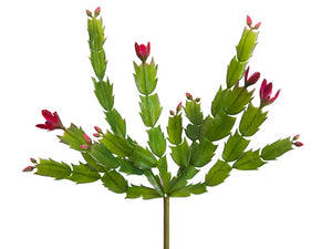 12.5" Soft Plastic Flowering Christmas Cactus Pick Green Red (pack of 12)