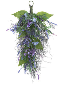 30" Lavender/Dianthus Door Swag Purple Blue (pack of 2)