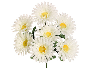 14" Gerbera Daisy Bush x7  White (pack of 24)