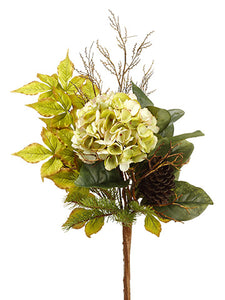31" Hydrangea/Magnolia Leaf /Pine Cone Drop in Bundle Green Brown (pack of 4)