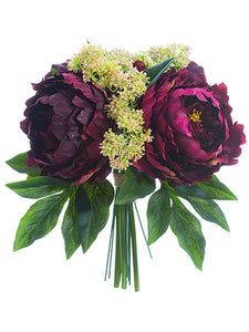 11" Peony Bouquet  Wine Burgundy (pack of 6)