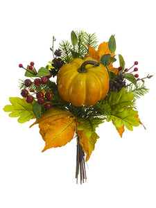 12" Pumpkin/Fall Leaf/Pine Bouquet Fall (pack of 6)