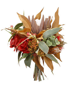17" Rose/Sedum/Eucalyptus /Protea Bouquet Red Camel (pack of 2)