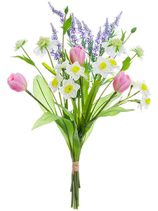 17" Tulip/Narcissus/Lavender Bouquet Pink Lavender (pack of 6)