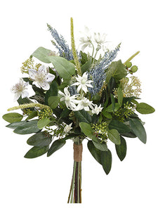 19" Nigella/Edelweiss/ Astilbe Bouquet White Blue (pack of 6)