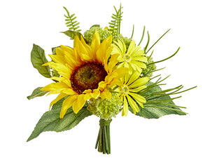 8.5" Sunflower/Daisy/Queen Anne's Lace Bouquet Yellow Green (pack of 6)