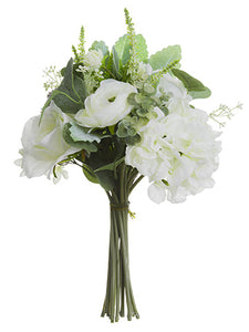 14" Echeveria/Rose/Anemone Bouquet White Green (pack of 6)