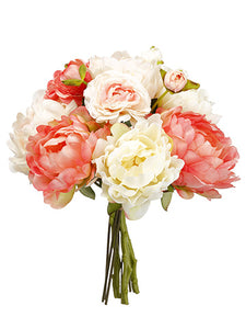 13" Peony/Ranunculus Bouquet  Coral Blush (pack of 6)