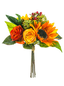 12" Sunflower/Rose Bouquet  Rust Orange (pack of 6)