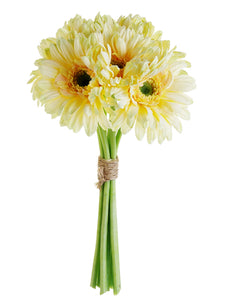 12.5" Gerbera Daisy Bouquet  Light Yellow (pack of 6)