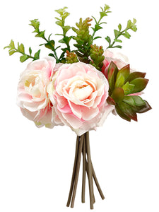 10" Ranunculus/Succulent Bouquet Pink Green (pack of 12)