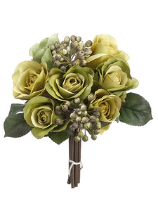 9" Rose/Berry Bouquet  Two Tone Green (pack of 12)