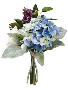 11" Hydrangea/Lilac/Rose Bouquet Blue Purple (pack of 6)