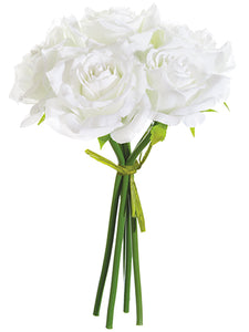 9" Rose Bouquet x5  White (pack of 12)