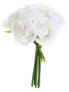 9" Rose Bouquet x7  White (pack of 12)