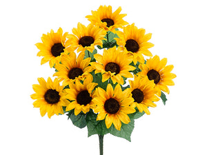 19" Sunflower Bush x11  Yellow (pack of 12)