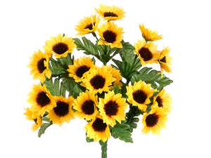 11" Mini Sunflower Bush x7  Yellow Gold (pack of 24)