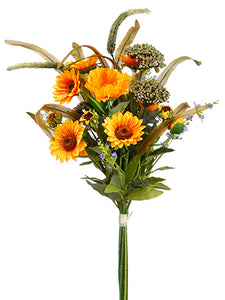 31" Sunflower/Poppy/Yarrow Bouquet Yellow Green (pack of 6)