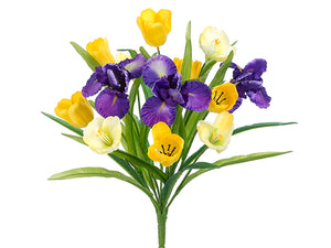 18.5" Tulip/Iris Bush x13  Yellow Purple (pack of 12)