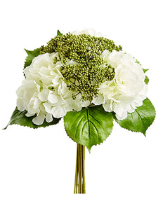 13" Hydrangea/Sedum Bouquet  White (pack of 6)