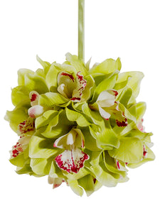 7.5" Cymbidium Orchid Kissing Ball Green (pack of 12)