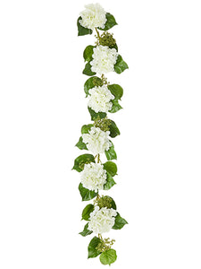 5' Hydrangea/Sedum Garland  White (pack of 1)
