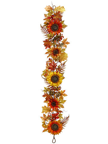 5' Sunflower/Berry/Fern/ Maple Garland Yellow Gold (pack of 2)
