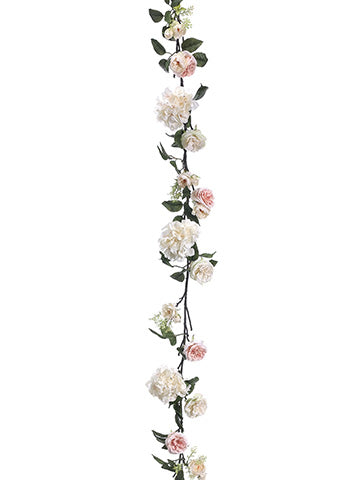 6' Hydrangea/Rose Garland  Cream Coral (pack of 6)