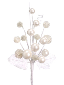 8.5" Pearl Bead Pick  White Pearl (pack of 48)