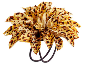 4" Leopard Print Dahlia Napkin Ring Yellow Brown (pack of 24)